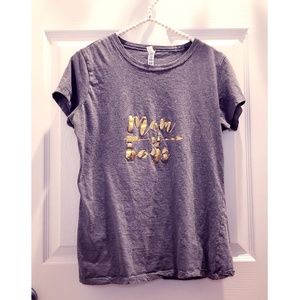 Mom Of Boys Gray Shirt with Gold Lettering